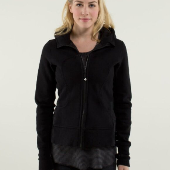Lululemon Hiver 13 Limited Edition Ruffled Black Scuba Hoodie Jacket Sz 8 - Picture 2 of 9